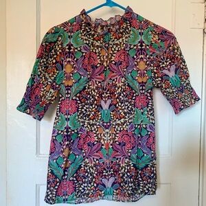 J Crew Liberty Floral Smocked Puff Sleeve Top